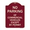 Signmission No Parking of Commercial Vehicles Except by Permit Heavy-Gauge Alum, 18" L, 24" H, BU-1824-23701 A-DES-BU-1824-23701 - alternate 1